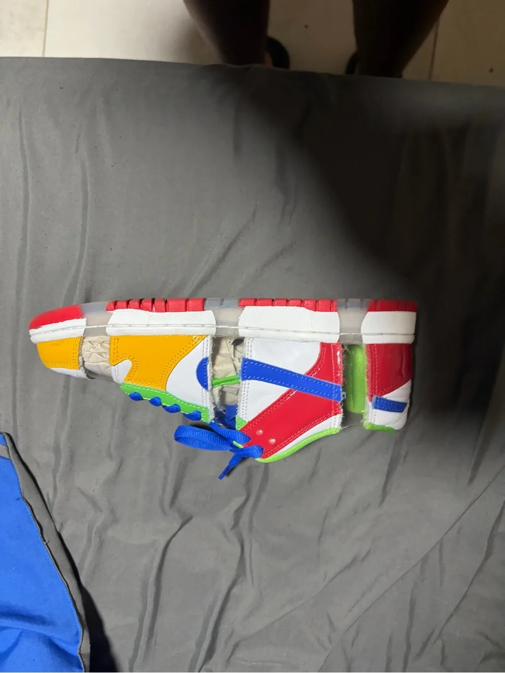 Nike Kids Multi-Panel Sneakers in Red, Yellow, Blue, Green, White authentic